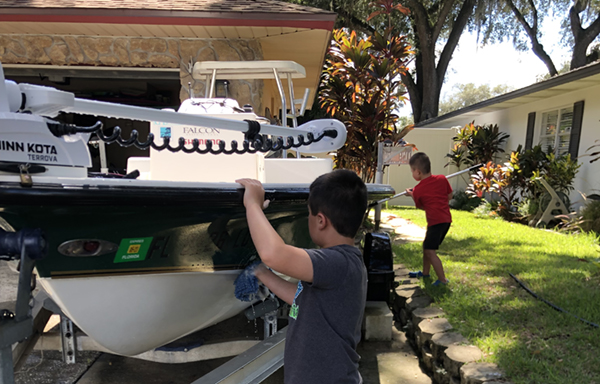 Yamaha-Boaters-LogVol14No152026ProtectElementsiamge2.jpg When washing your boat, marine soaps are best, but you can use car wash products if need be, but don’t use household detergents that can strip away protective coatings.