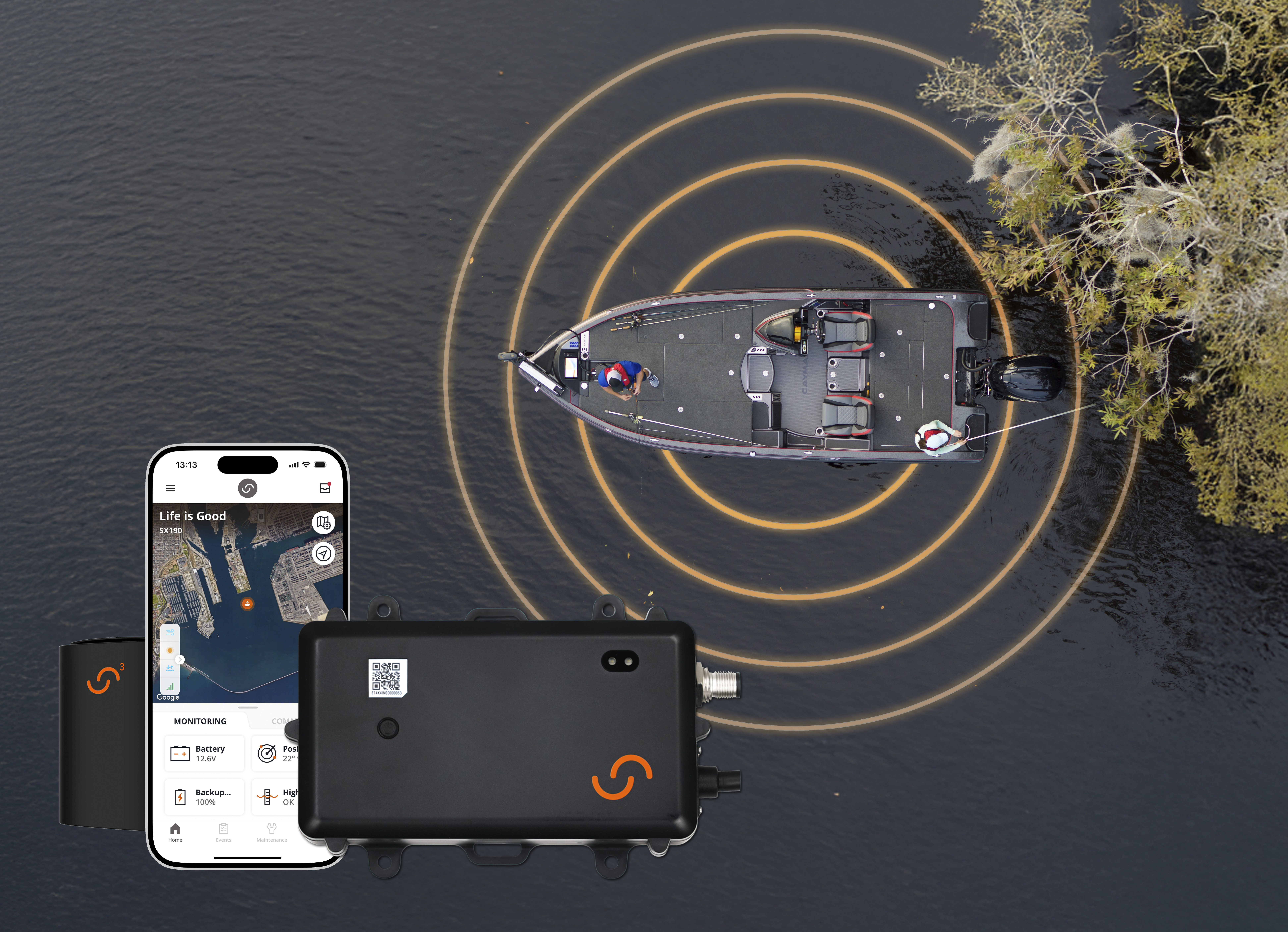 Siren3_Release_Images_aerial.jpg Adding Siren 3 to your boat's list of accessories puts boat monitoring in the palm of your hand.