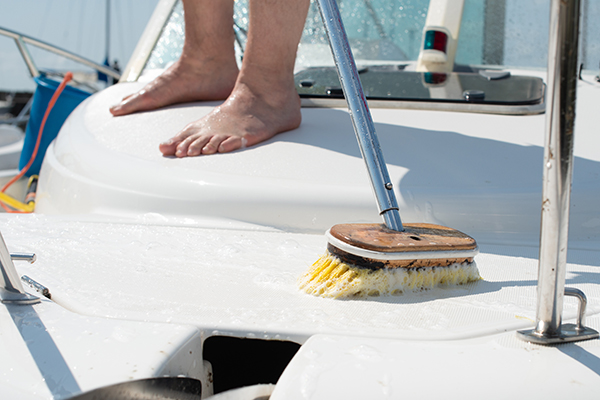 Yamaha-Boaters-LogVol13No28BoatCleaningiamge2.jpg Whether it be the gunnel, carpet, upholstery, decking or on the cooler, rinsing and wiping spills before they dry is perhaps the single most important thing you can do to prevent stains.