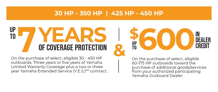 Up to 7 years of coverage protection on eligible Yamaha outboards.